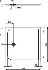 Ideal Standard Ultra Flat Solid Douchevloer 900X900X30Mm Vierkant Betongrijs