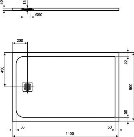 Ideal Standard Ultra Flat Solid Douchevloer 1400X900X30Mm Rechthoekig Zwart