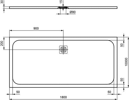 Ideal Standard Ultra Flat Solid Douchevloer 1800X1000X30Mm Rechthoekig Zwart