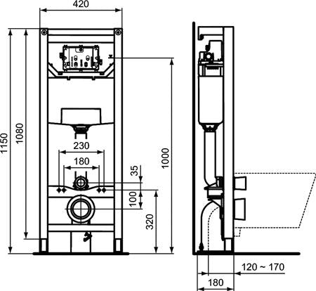 Ideal Standard Prosys Vrijstaand Inbouwspoelreservoir 120M Voor Wandcloset Mechanisch