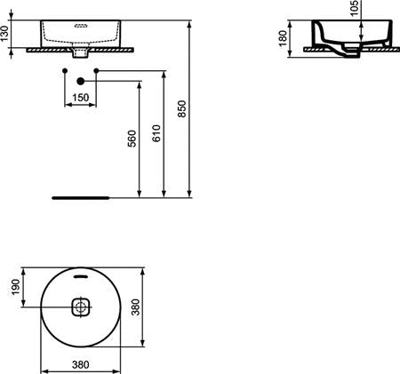 Ideal Standard Strada Ii Opbouwwastafel 380X380X180Mm Rond Zonder Kg Met Ol Gl Wit