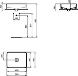 Ideal Standard Strada Ii Opbouwwast 500X400X180Mm Rechth Zonder Kg Zonder Ol Gl Wit