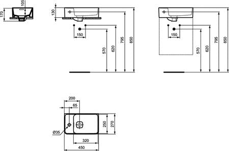 Ideal Standard Strada Ii Fontein 450X270X170Mm Met 1 Kraangat Links Met Overl Gl Wit