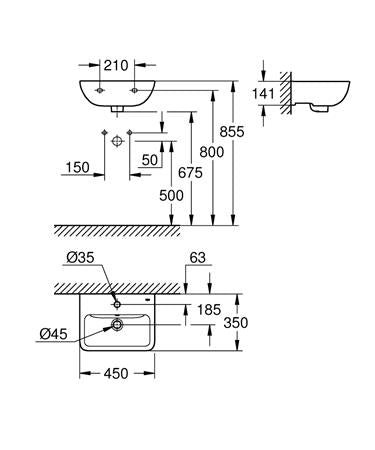 Grohe Bauedge Ceramic Fontein