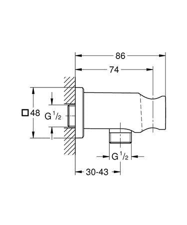 Grohe Rainshower Wandaansluitbocht 1/2&quot; Met Houder