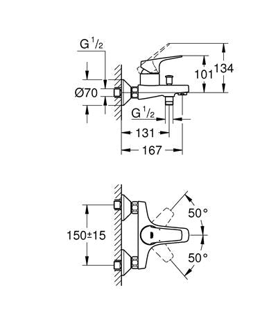 Grohe Bauflow Badmengkraan