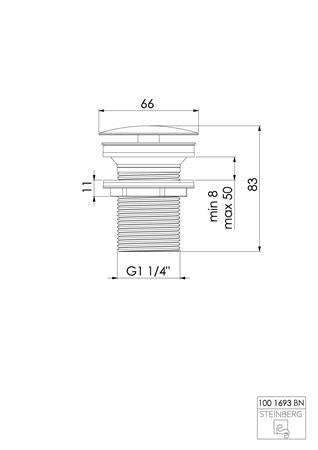 Steinberg Stein S100 Wastafelplug 1 1/4 Nk Gb
