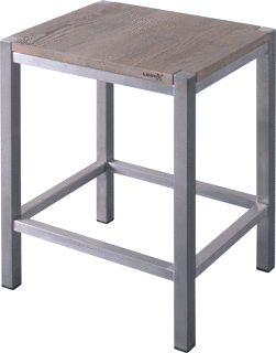 Looox Wooden Stool 35X30X45 Cm Eiken Old Grey Geb. Rvs