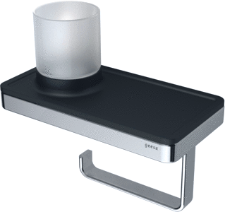 Geesa Frame Toiletrolhouder Met Planchet En (Led Licht)Houder Zwart / Chroom