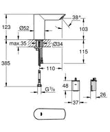 Grohe Bau Cosmopolitan E Infrarood Elektronische Wastafelkraan Zonder M