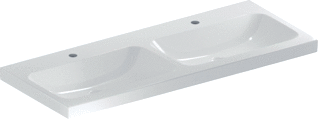 Geberit Icon Light Dubbele Wastafel 120X48Cm M/Kraangat Z/Ol Wit