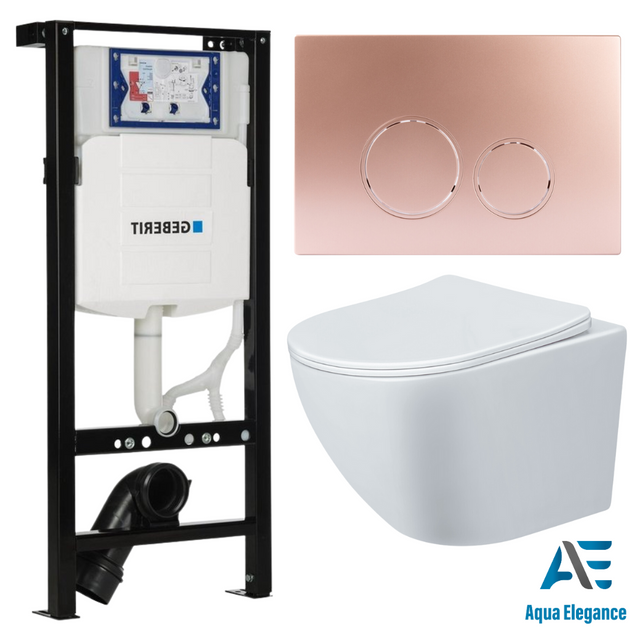 Aqua Elegance - Wit Glans - Toiletset Rimless - Doppio Rose