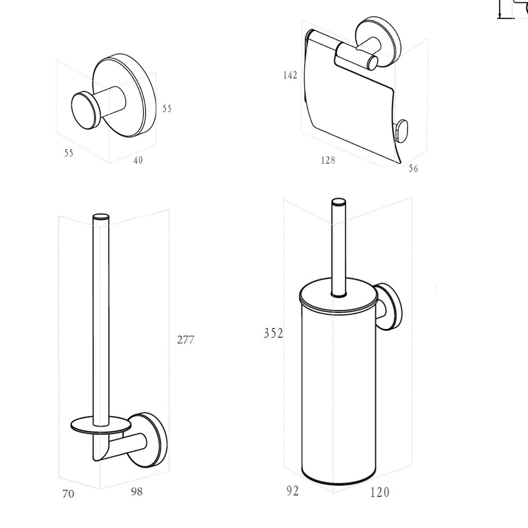 Wiesbaden Alonzo Toilet Accessoires Set Deluxe – Mat Zwart