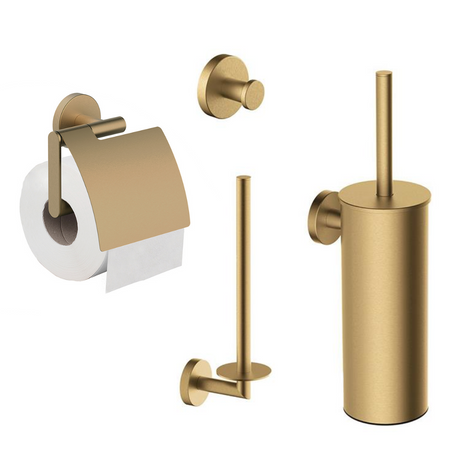 Wiesbaden Luxe Toilet Accessoire Set Messing Geborsteld