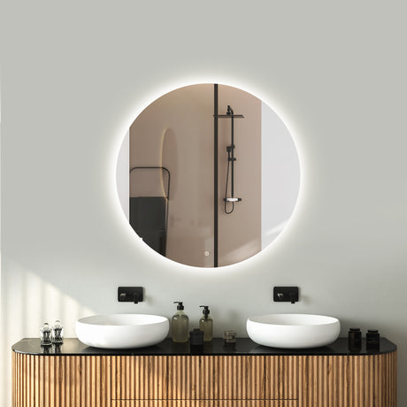 Aqua Elegance - Island Led Spiegel Rond - Condensvrij – Dimbaar - 3 Led Standen – Hip Design – Krasbestendig – Anti Corrosie – Eenvoudige Installatie