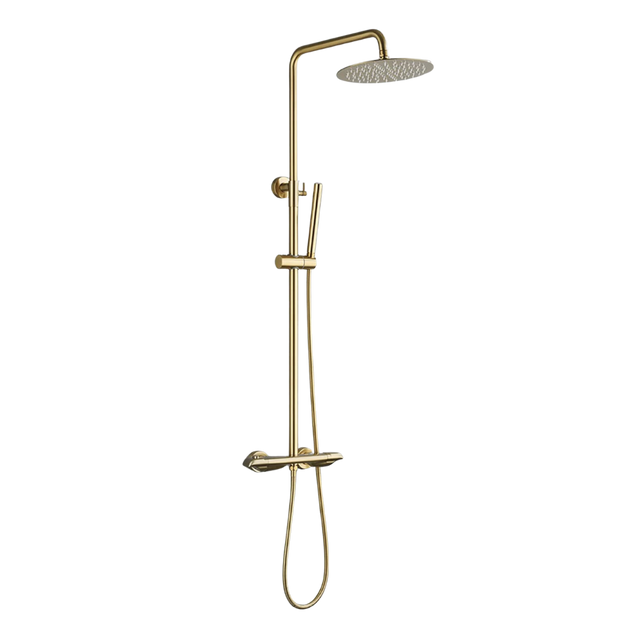 Aqua Elegance – Opbouw Regendoucheset – Geborsteld Messing – Pvd Coating – Vernet Binnenwerk Met Keramische Schijven