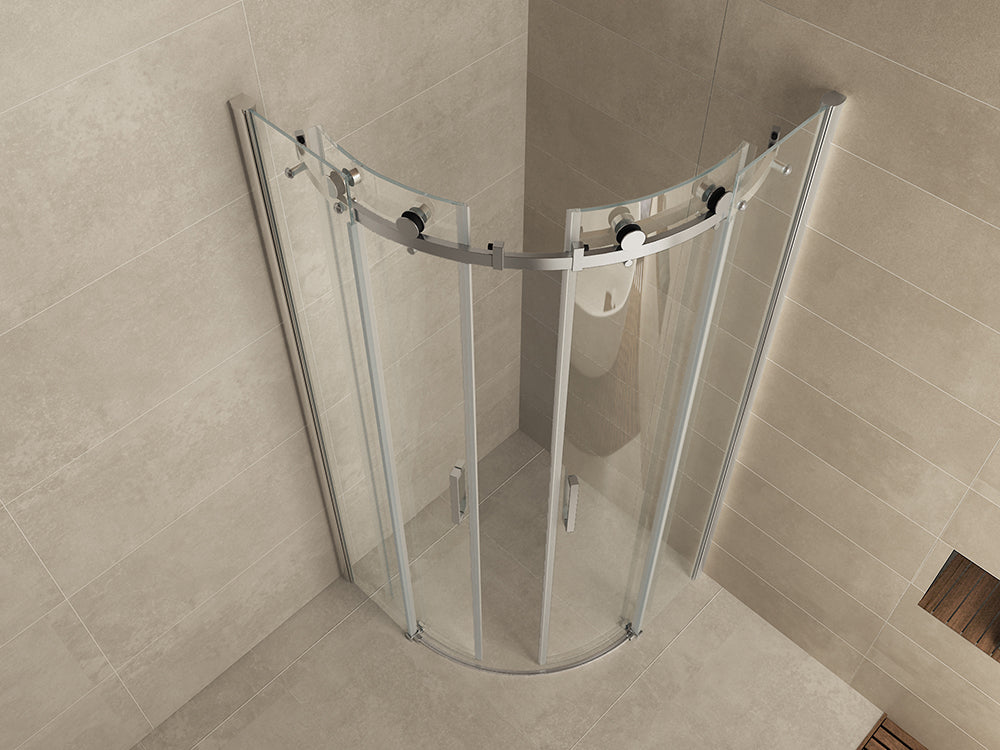 Wiesbaden Entra Cabine Kwartrond Met 2 Schuifdeuren X 8 Mm Nano /Chroom