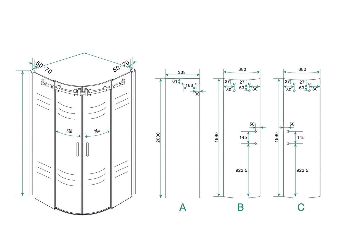 Wiesbaden Entra Cabine Kwartrond Met 2 Schuifdeuren X 8 Mm Nano /Chroom