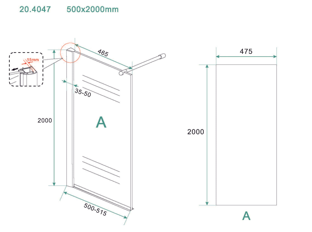 Xellanz Eco Inloopdouche Nano /Chroom  /500X2000X8 Mm