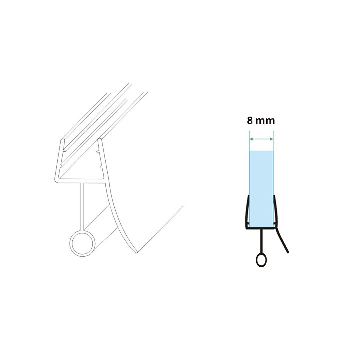 Xellanz Rubber Strip Tbv Onderzijde 1/4 Rond Enkele Deur