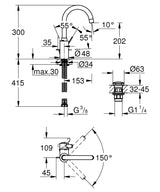 Grohe Eurosmart Cosmopolitan Wastafelmengkraan ;L-Size