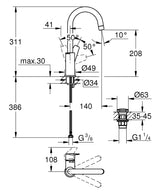 Grohe Professional Bauedge Wastafelmengkraan ;L-Size