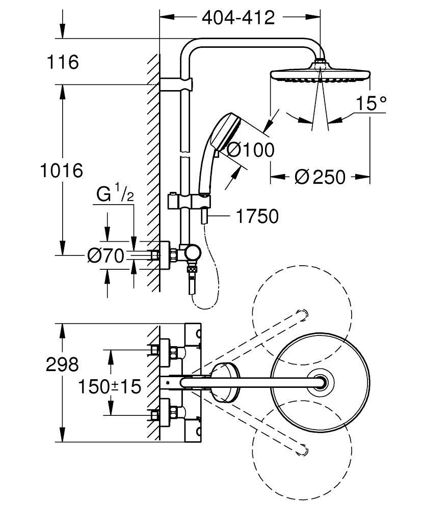 Grohe Professional Tempesta Cosmopolitan Systeem 250 Douchesysteem Met Thermostaatkraan