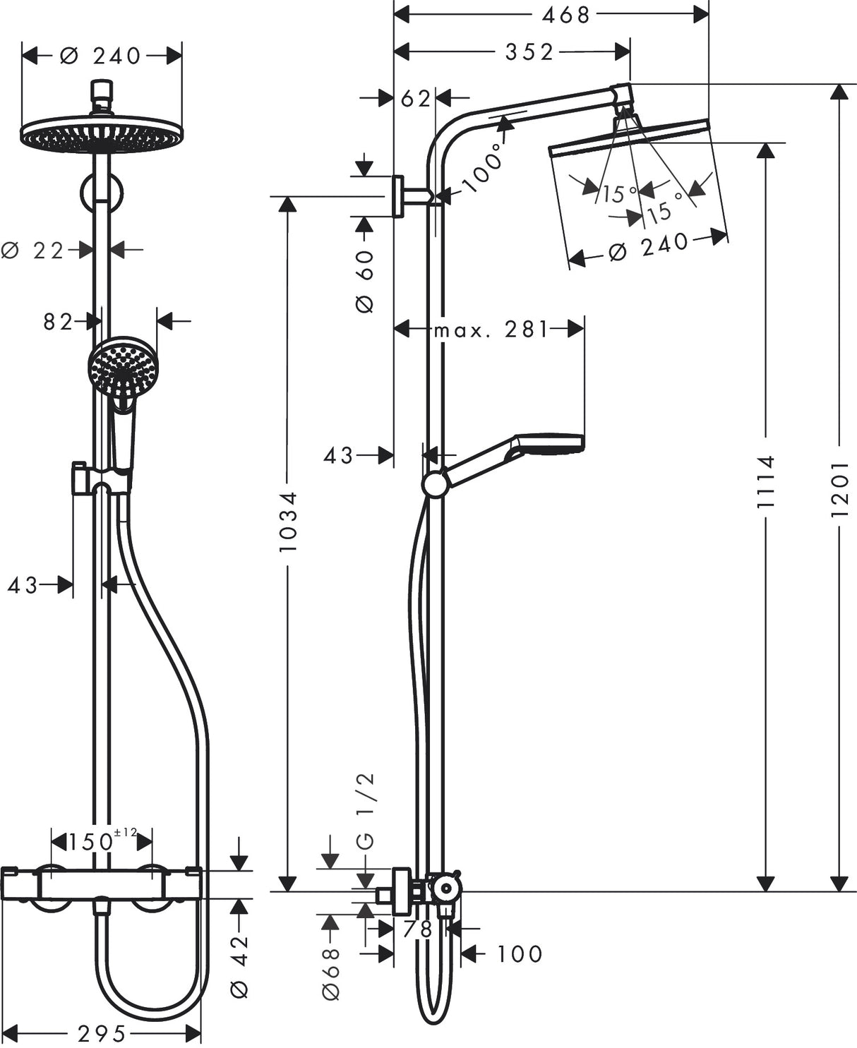 Hansgrohe Hg Showerpipe Crometta S 240 Chrome