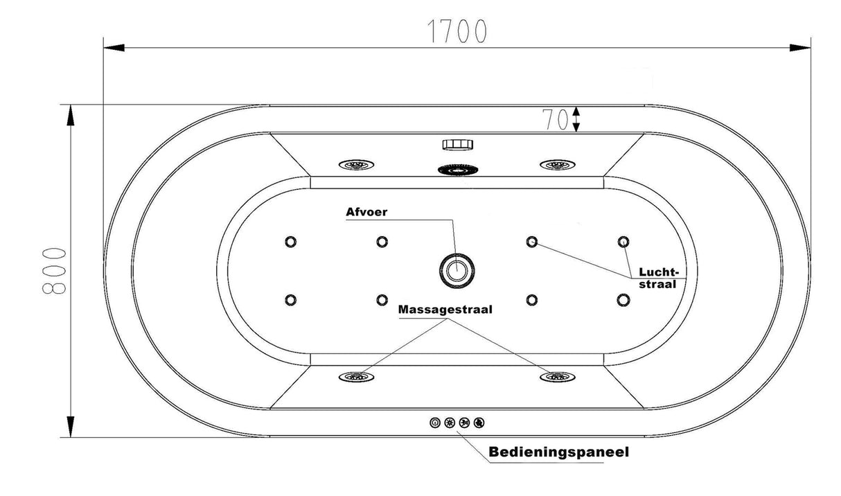 Wiesbaden Libero Vrijstaand Whirlpool Ligbad Acryl Met Waste Chroom