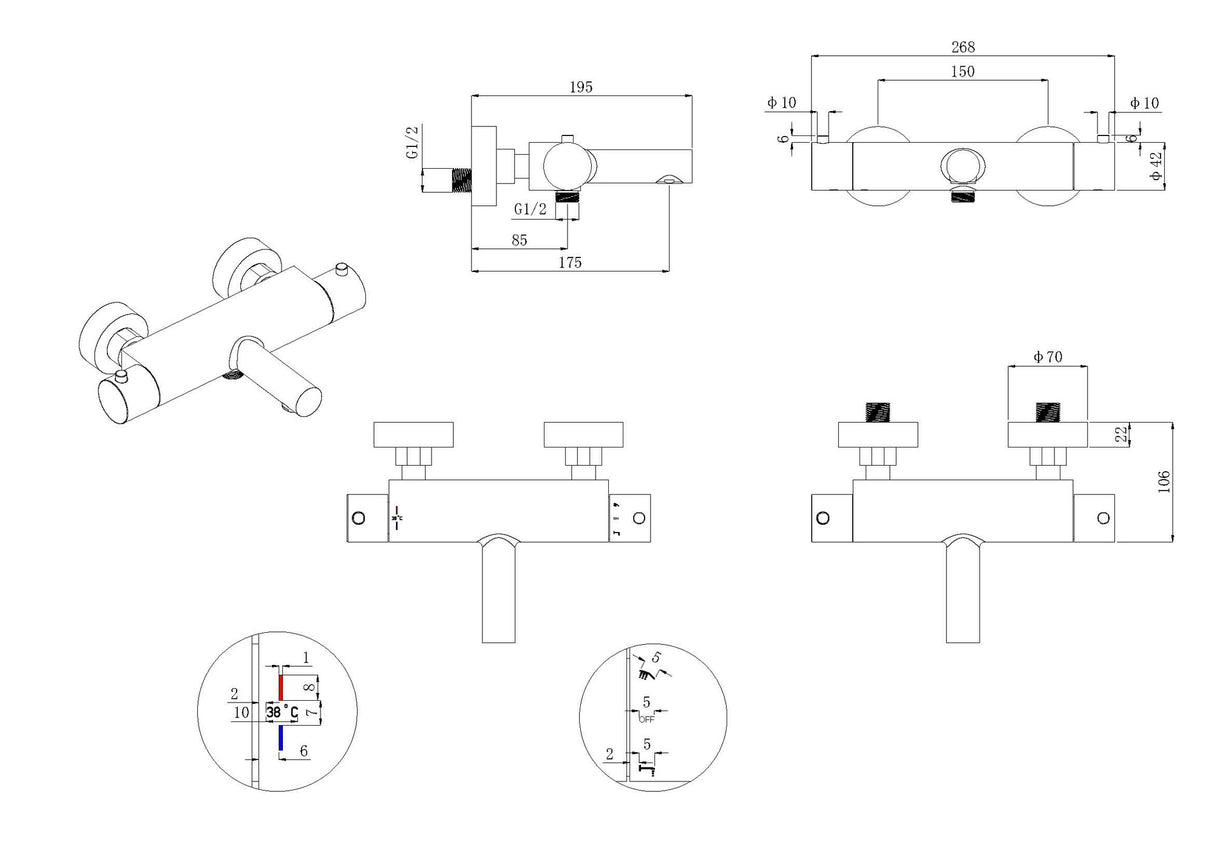 Wiesbaden Style Thermostatische Badmengkraan Cooltouch