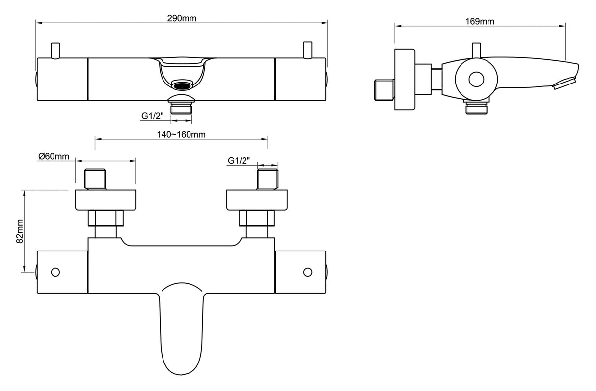 Wiesbaden Caral Thermostatische Badmengkraan