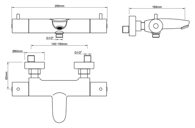 Wiesbaden Caral Thermostatische Badmengkraan