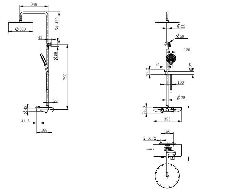 Wiesbaden Nuovo Thermostatische Regendoucheset Opbouw Met Planchet