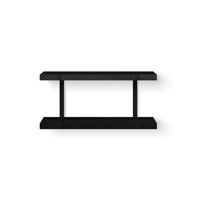 Looox Wooden Wall Shelf Duo 60Cm Black Ophanging Mat Zwart