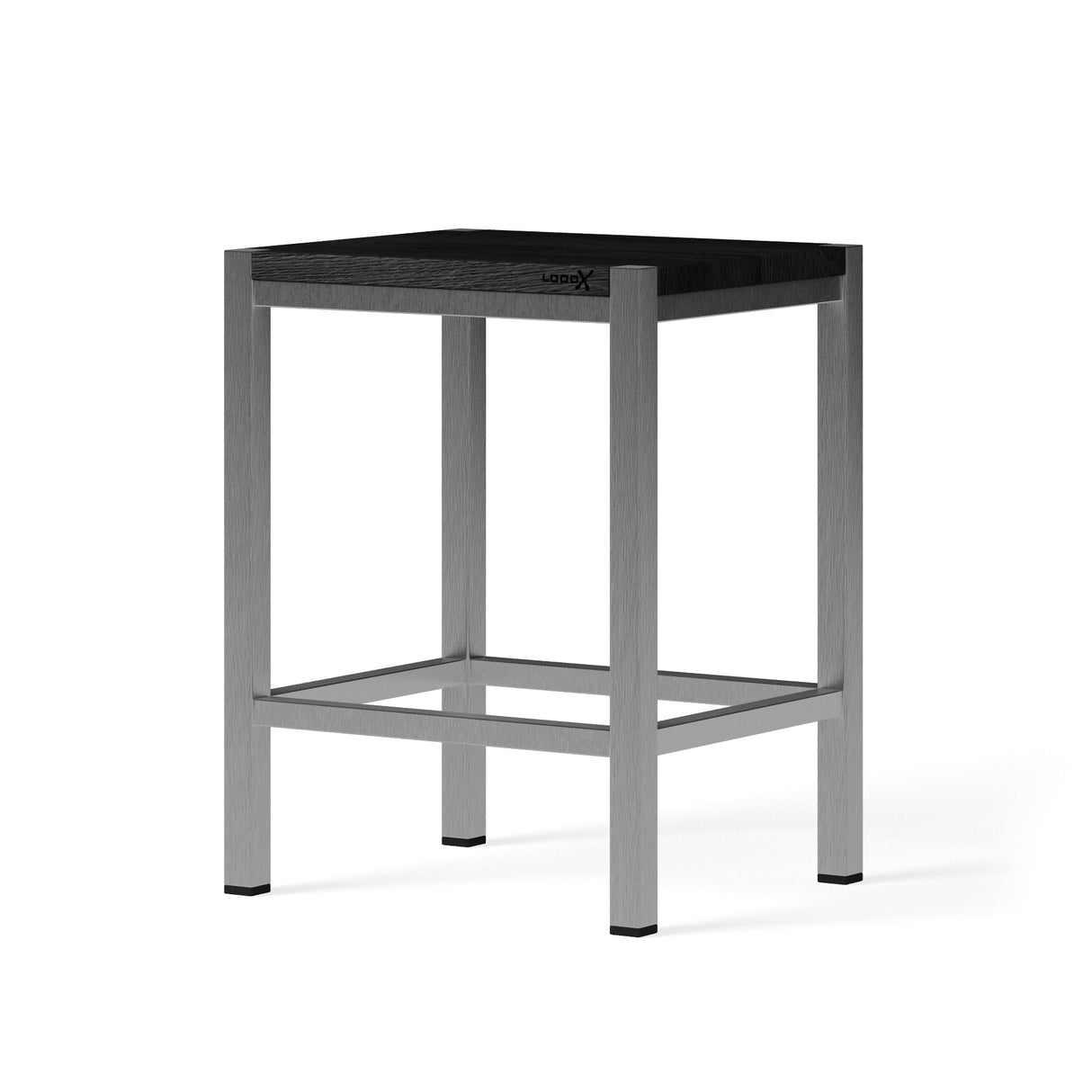 Looox Wooden Stool 35X30X45 Cm Eiken Black Geb. Rvs