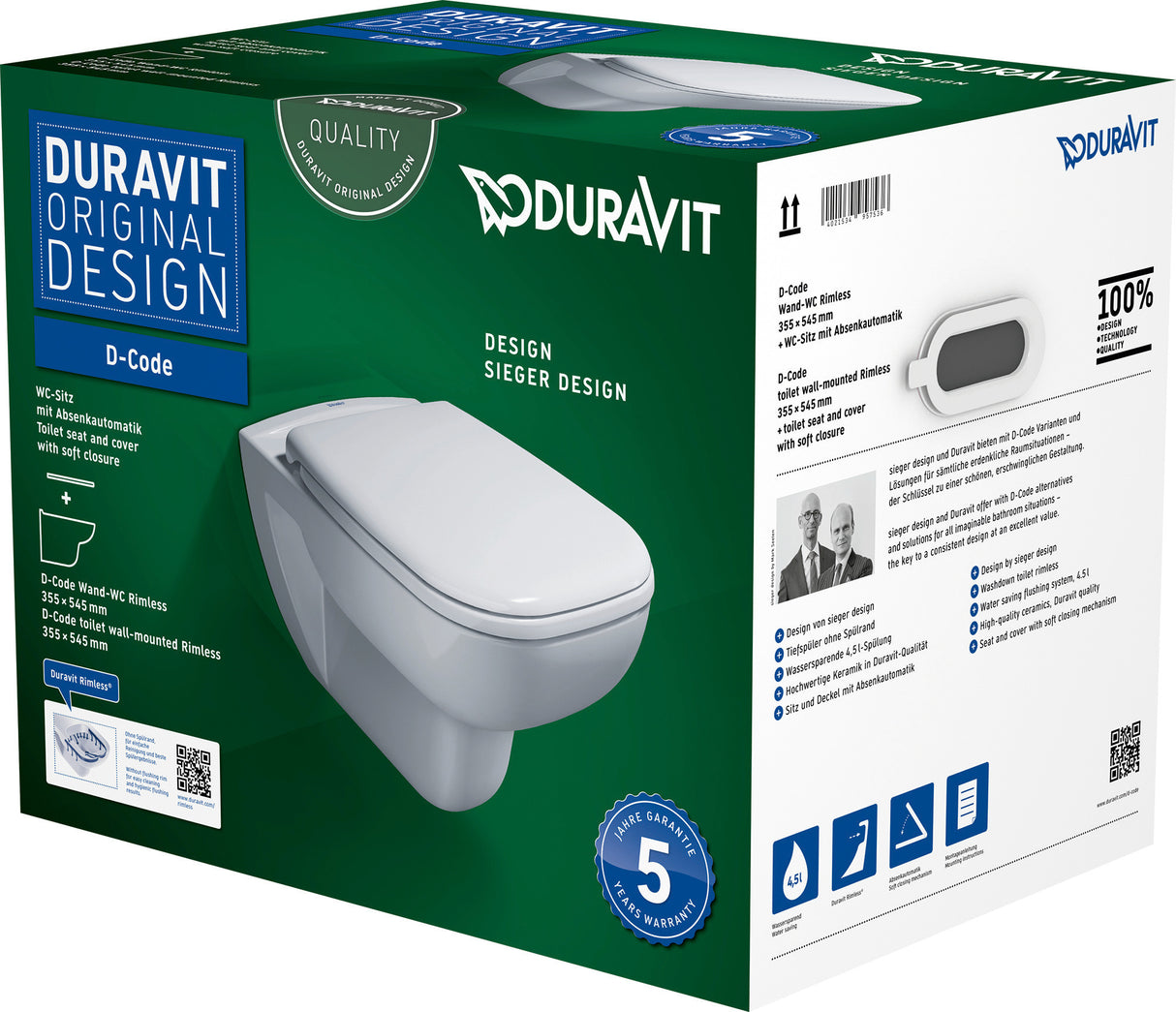 Duravit D-Code Toilet Set Hangend 545 Mm