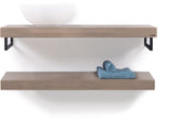 Looox Wooden Base Shelf Duo 100 Cm Eiken Old Grey Handdoekhouders Mat Zwar