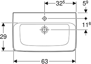 Geberit Renova Compact Wastafel 65Cm M/Kr Z/Ol Wit