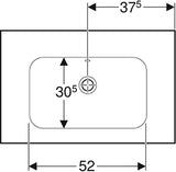 Geberit Icon Light Wastafel 75X48Cm Z/Kr M/Ol M/Afleg Wit