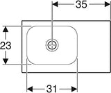 Geberit Icon Light Fontein 53X31Cm Z/Kr Z/Ol Aflegvlak Rechts Tect/Wit