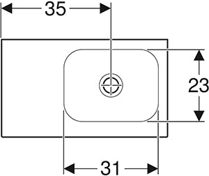 Geberit Icon Light Fontein 53X31Cm Z/Kr Z/Ol Aflegvlak Links Wit