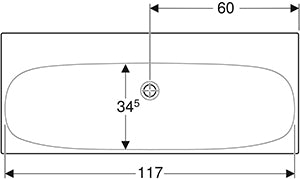 Geberit Acanto Wastafel Eenvoudige Bev. 120X482Cm Z/Kr Z/Ol Wit