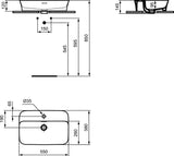 Ideal Standard Ipalyss Opbouwwastafel 550X380X145Mm Rechth Met 1 Kg Met Ol Slate Gr