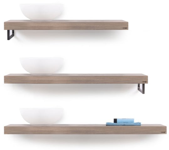 Looox Wooden Base Shelf Solo R 200 Cm Old Grey Hh Rechts Geb. Rvs