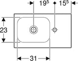 Geberit Icon Light Fontein 53X31Cm M/Kr Z/Ol Aflegvlak Rechts Tect/Wit