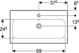 Geberit Icon Light Wastafel 75X42Cm M/Kraangat M/Overloop Tect/Wit