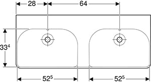 Geberit Smyle Square Dubbele Wastafel 120X48Cm Z/Kraangat M/Ol Wit