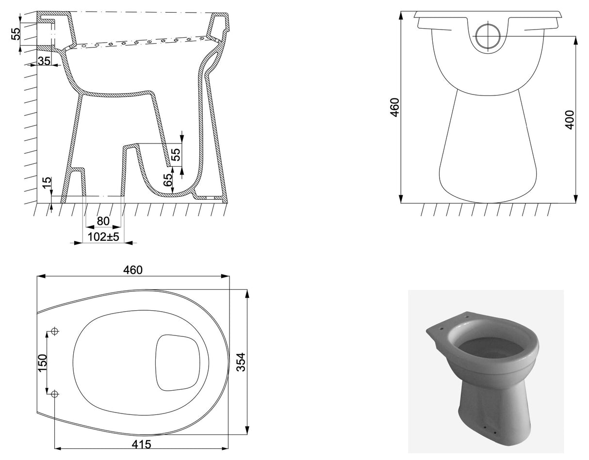 Xellanz Staande Verhoogde Toiletpot +6 Ao