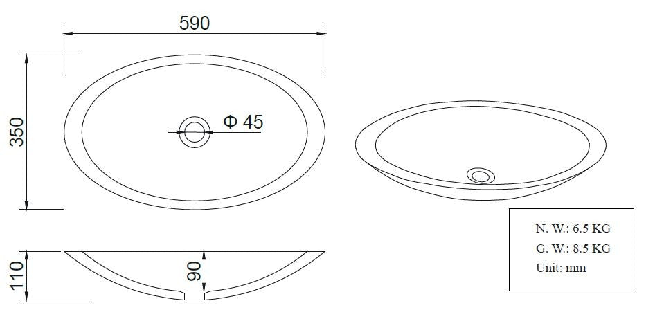 Wiesbaden Kim Waskom Ovaal Solid Surface