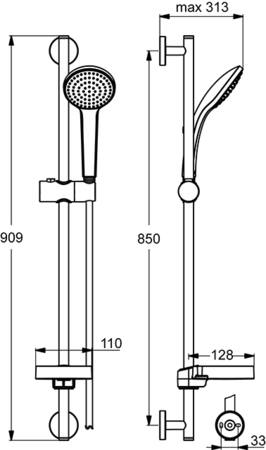 Ideal Standard Idealrain Glijstangcomb 90Cm M1 1F Handdouche Ø10Cm Zeepschaal Chroom